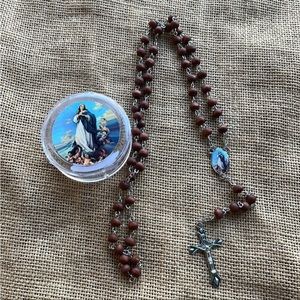 Rosary Guardian, angel wooden beaded new in box Floral scent Import New in box
